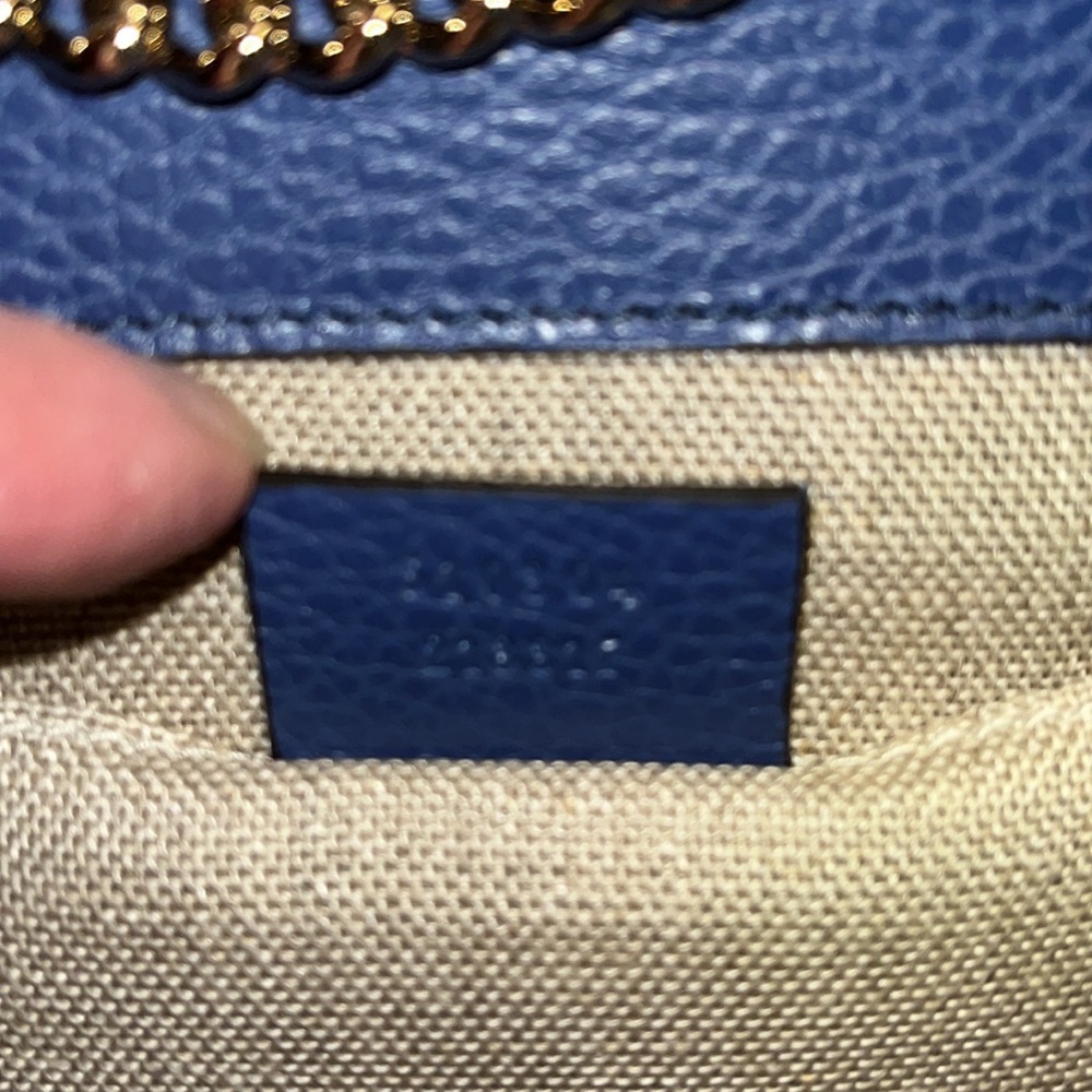 Gucci New Blue Leather Interlocking GG Marmont Small Crossbody Purse *Authentic - Picture 5 of 13